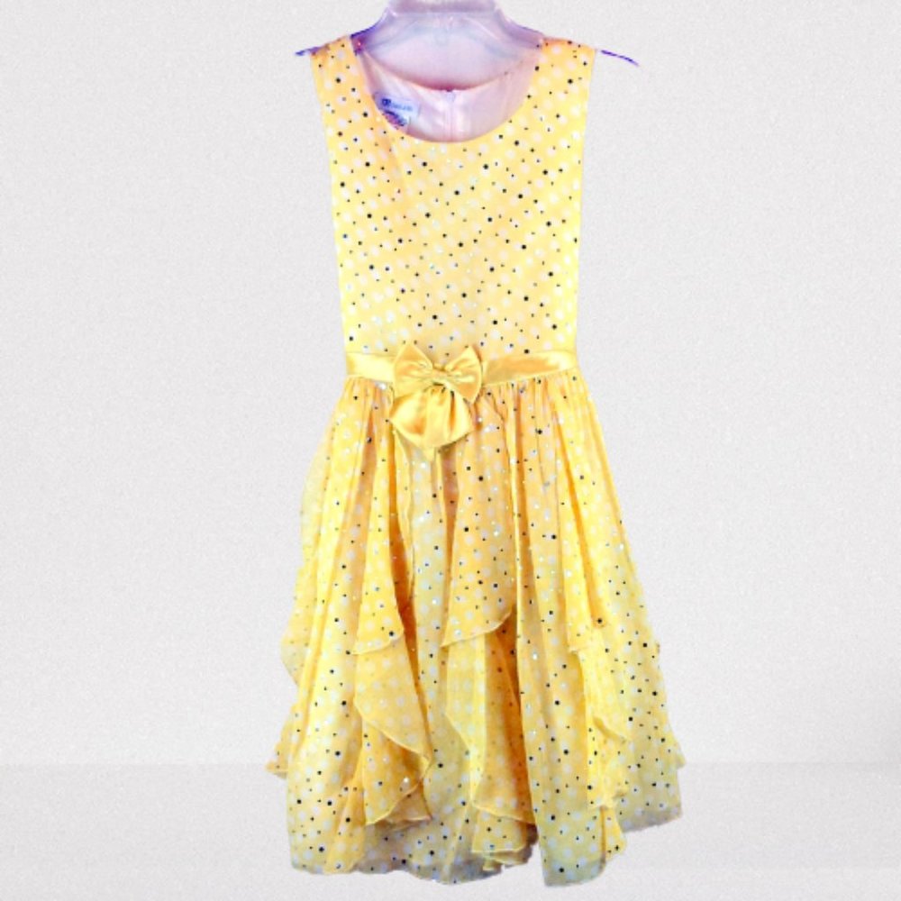 Bonnie Jean 16 yellow sparkle easter dress bow